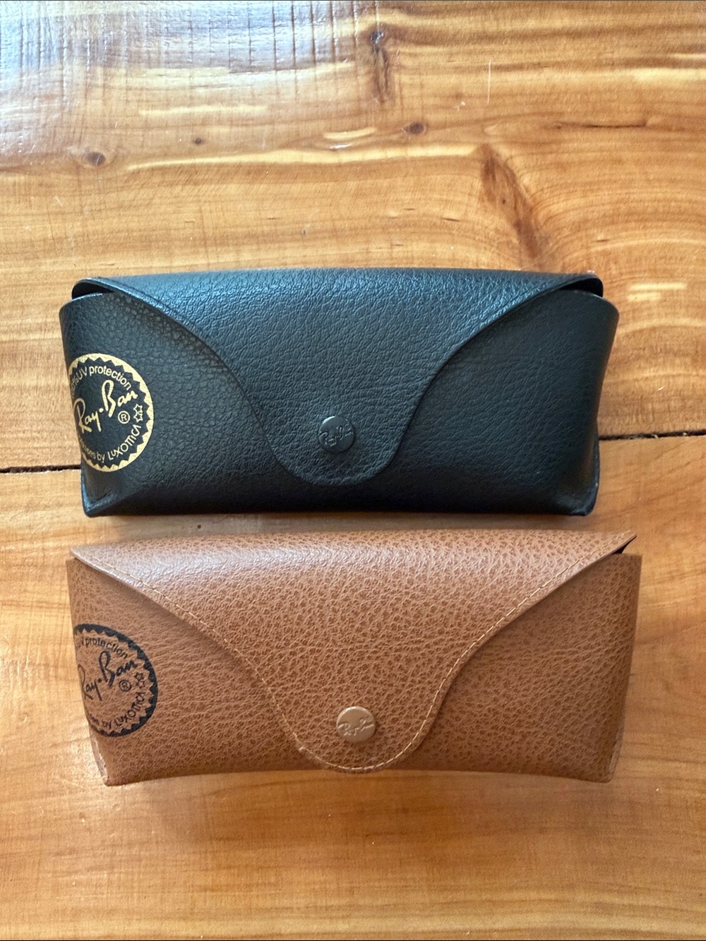 Ray-Ban Black and Brown Leather Sunglass Case Duo